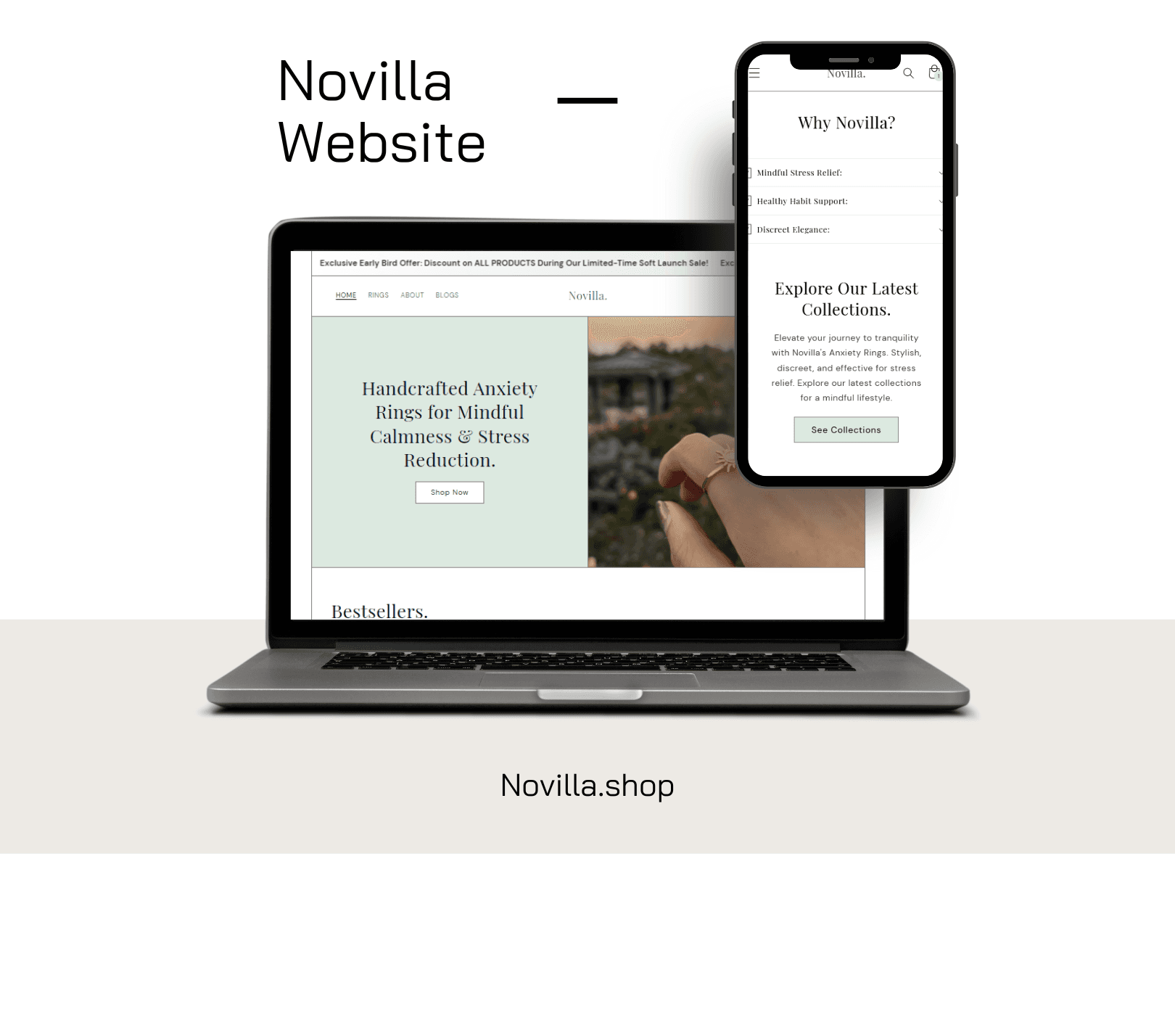 Novilla Website Homepage - Elegant and Minimalist Shopify Store Design by Gabriel Villaruel
